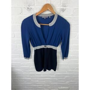 Vince Women's Cashmere Long Sleeve Knit Cardigan Sweater Blue/Black Size Small